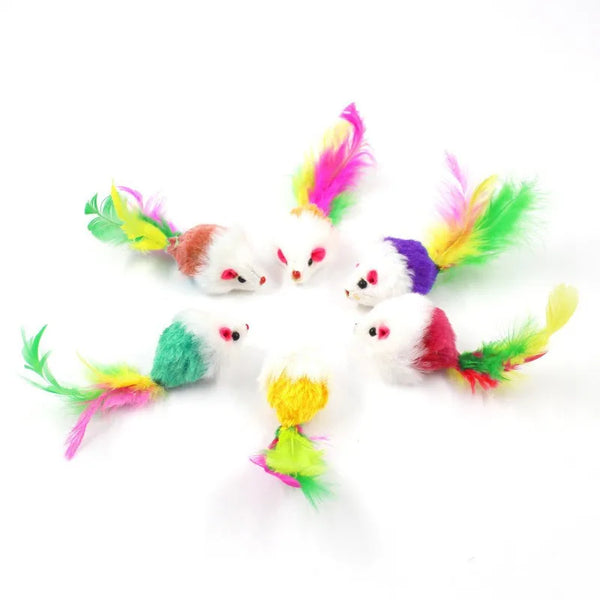 1pcs Cat Toys Interactive Cute Soft Fleece False Mouse Colorful Feather Funny Playing Training Toy for Cats Kitten Pet Supplies - Image 6