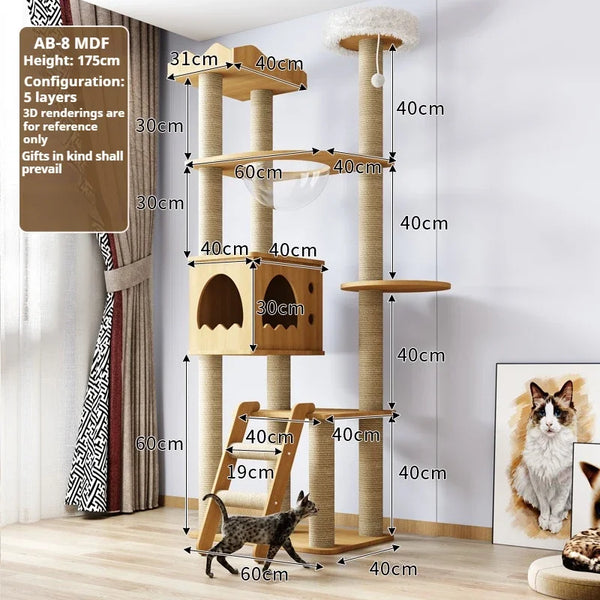 Pawsh Comfort™ Cat Climbing Frame Tower for Large Cats – Large Hammock, Sisal-Covered Scratching Posts, Cozy Condo & Top Perch - Image 28