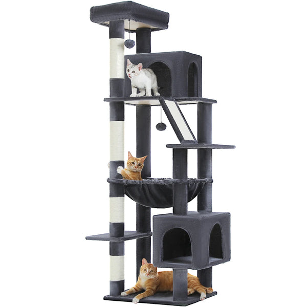 Pawsh Comfort™ 180cm Large Cat Tree Tower – Spacious Climbing Frame with Sisal Scratching Post, Hammock & Perch - Image 22