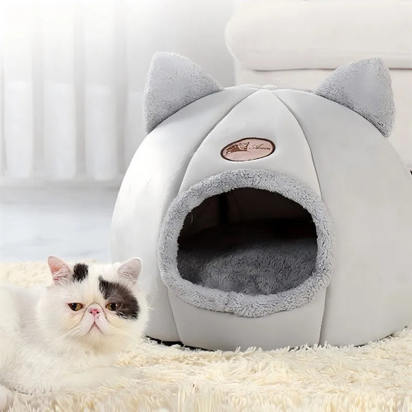 Pet bed with cat ears cat bed for small medium large cats Keep warm in winter  Comfortable and soft Machine washable - Image 5