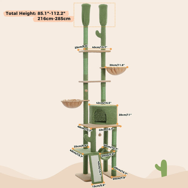 Pawsh Comfort™ Adjustable Floor-to-Ceiling Cat Tree – Tall Indoor Tower with Sisal Scratching Post, Cozy Condo, Hammock & Cat Toys - Image 24