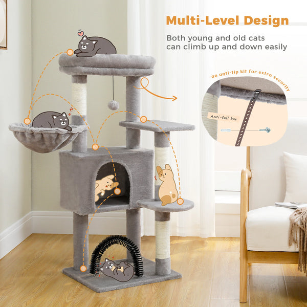 Cat Tree with Toy Cat Tower condo for Indoor Cats Cat House with Padded Plush Perch Cozy Hammock and Sisal Scratching Posts - Image 15