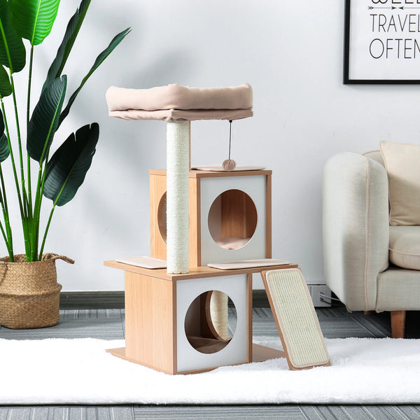 Pawsh Comfort™ Wooden Cat Tower – Double Condos, Spacious Perch, Fully Wrapped Sisal Scratching Posts & Replaceable Dangling Balls - Image 18