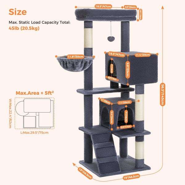 Cat Tree with Toy Cat Tower condo for Indoor Cats Cat House with Padded Plush Perch Cozy Hammock and Sisal Scratching Posts - Image 41