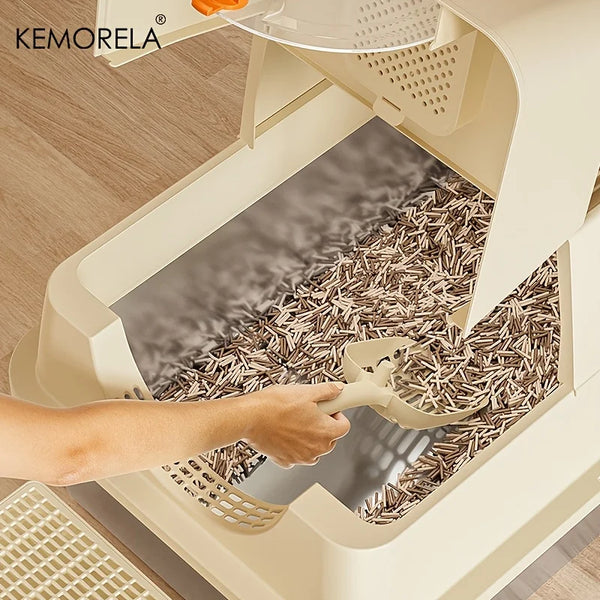 KEMORELA Stainless Steel Cat Litter Box XLExtra Large Litter Box for Big Cats Enclosed Removable with High Sided Enclosure Scoop - Image 3