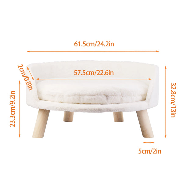 Luxury Soft Cat Bed Warm Plush Fabric Pet Nesting Chair Bed Washable Couch Wood Legs with Cushion Pad  for Small Pets - Image 14