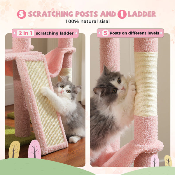 Pawsh Comfort™ Adjustable Floor-to-Ceiling Cat Tree – Tall Indoor Tower with Sisal Scratching Post, Cozy Condo, Hammock & Cat Toys - Image 10