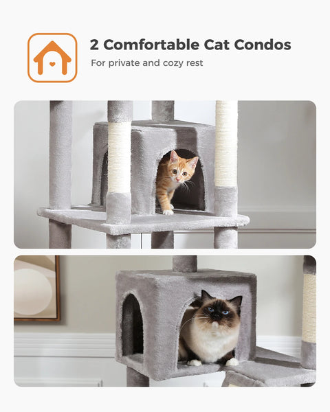 Pawsh Comfort™ Large Indoor Cat Tree – 180cm Tall Multi-Level Plush Tower with Sisal Scratching, Condos & Perches - Image 17