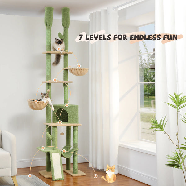 Pawsh Comfort™ Adjustable Floor-to-Ceiling Cat Tree – Tall Indoor Tower with Sisal Scratching Post, Cozy Condo, Hammock & Cat Toys - Image 13