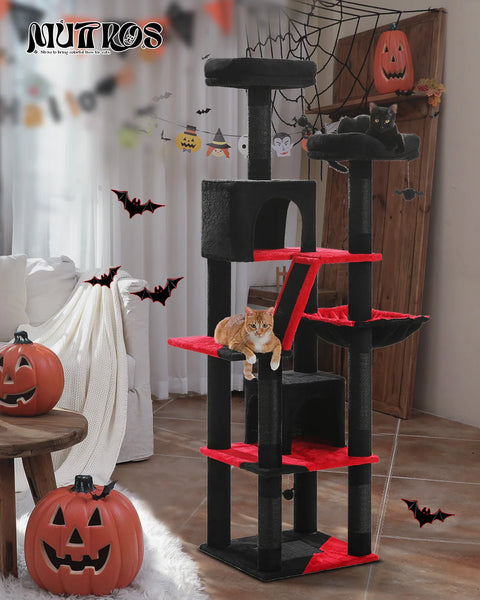 Pawsh Comfort™ Large Indoor Cat Tree – 180cm Tall Multi-Level Plush Tower with Sisal Scratching, Condos & Perches - Image 19