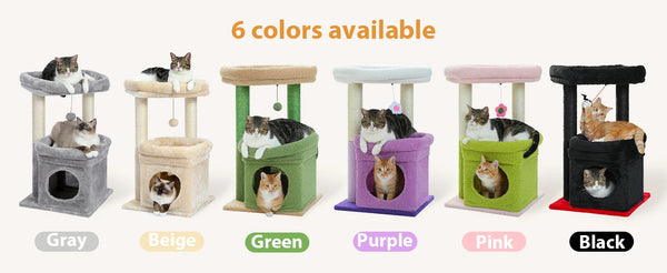 Pawsh Comfort™ Cat Tree Tower – Cozy Condo, Wide Top Perch, Natural Sisal Posts, Soft Plush & Playful Pom-Pom, Ideal for 1-2 Indoor Cats - Image 8