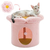 Cat Beds for Indoor Cats, Large Cat House with Removable Flower Cat Bed, Cute Cat Cave Cat Hideaway, Indoor Cat House Condo - Image 15