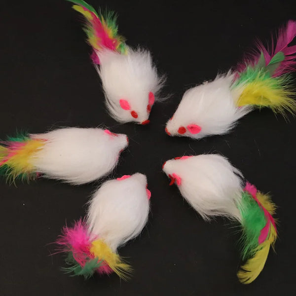 1pcs Cat Toys Interactive Cute Soft Fleece False Mouse Colorful Feather Funny Playing Training Toy for Cats Kitten Pet Supplies - Image 4