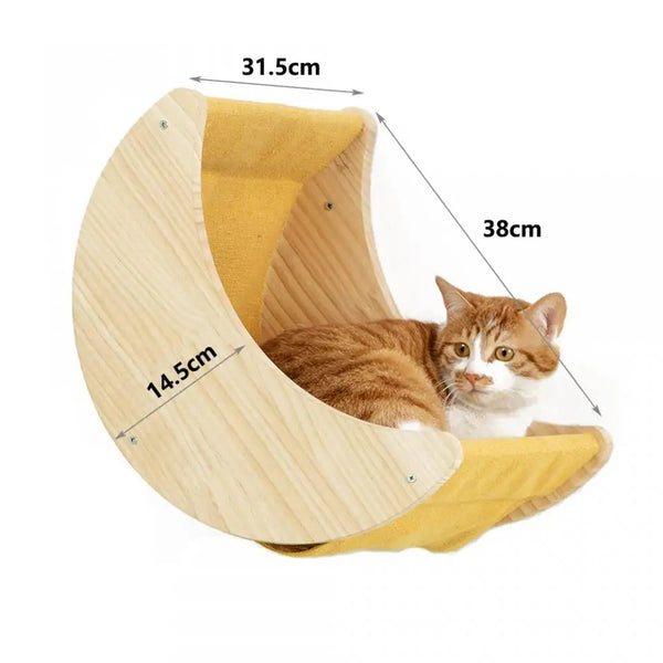 Pawsh Comfort™ Wall-Mounted Wooden Cat Tree – Shelves, Scratching Posts, Climbing Perches, Hammock, Steps & Ladder - Image 17