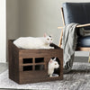 Wooden Cat Cave Bed Furniture Kitten Sleep Lounge House Bed with Cushion Pad Litter Box for Indoor Cats - Image 8