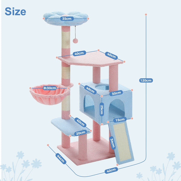 Flower Cat Tree, Multi-Level Cat Tower with Sisal Scratching Posts, Hammock, Ramp, Top Perch, Cat Condo for Indoor, Kitten Toys - Image 8
