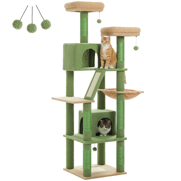 Pawsh Comfort™ Large Indoor Cat Tree – 180cm Tall Multi-Level Plush Tower with Sisal Scratching, Condos & Perches - Image 12
