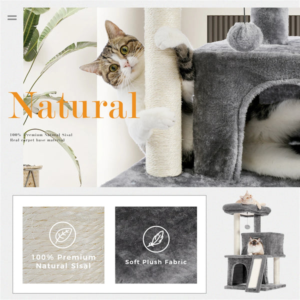 Pawsh Comfort™ Wooden Cat Tower – Double Condos, Spacious Perch, Fully Wrapped Sisal Scratching Posts & Replaceable Dangling Balls - Image 29