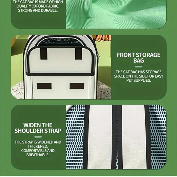 Pawsh Comfort™ Breathable Grid Design Cat Backpack – Large Capacity, Comfortable, Foldable & Portable Pet Supply Carrier - Image 8
