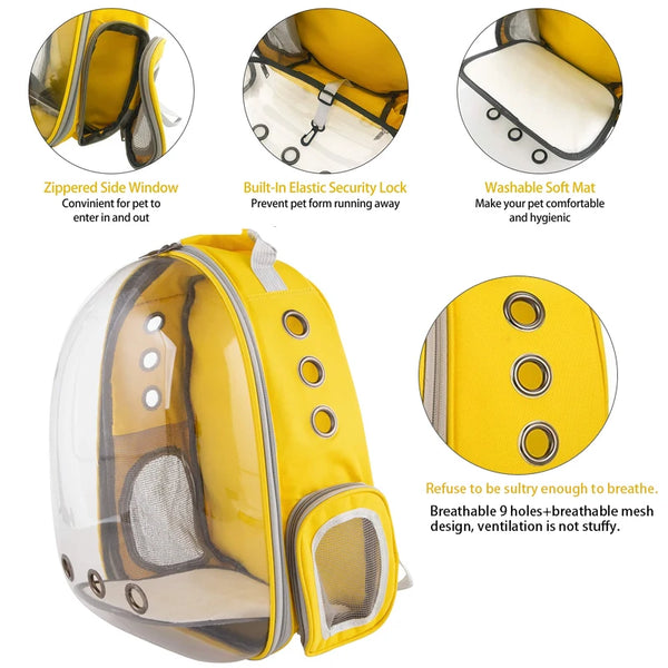 Pawsh Comfort™ Portable Transparent Space Capsule Pet Backpack – Soft-Sided Travel Bag for Cats & Dogs - Image 4