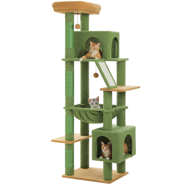 Pawsh Comfort™ 180cm Large Cat Tree Tower – Spacious Climbing Frame with Sisal Scratching Post, Hammock & Perch - Image 25