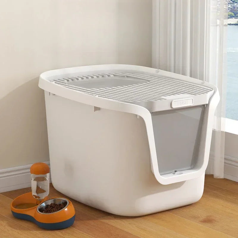 Super Large Cat Litter Box with Lift Cover – Spacious, Easy Clean, Multi-Directional Access