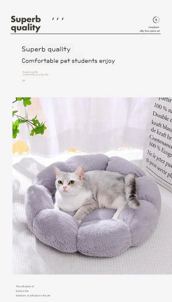 40CM Flower Soft Cat Bed Comfortable Sleep Pet Bed Cat Sleeping Mat Long Plush Dogs Basket Cushion Cat Mat Animals Sleeping Sofa - Image 11