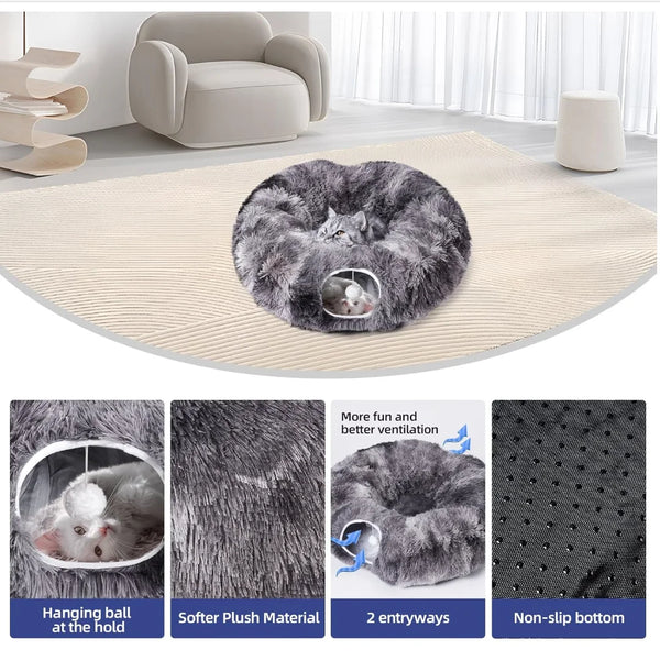 Kylinsure Plush Cat Tunnel Bed,Cat toy,Cat bed - Image 3