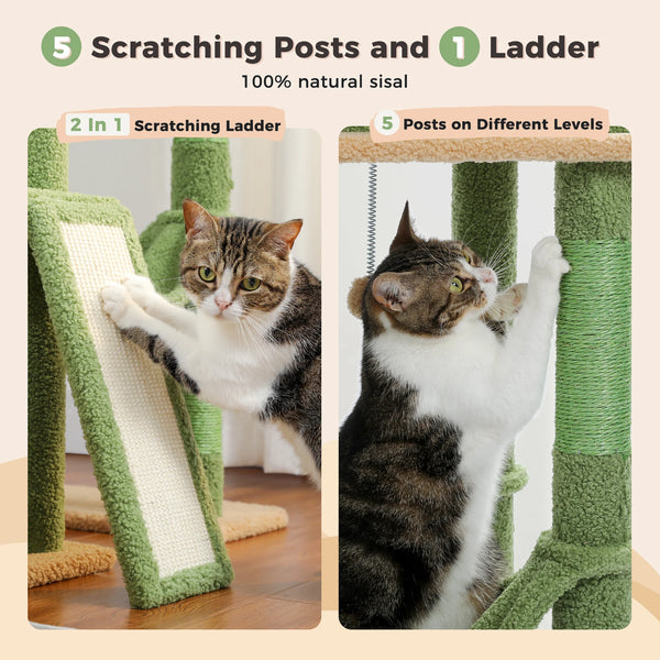 Pawsh Comfort™ Adjustable Floor-to-Ceiling Cat Tree – Tall Indoor Tower with Sisal Scratching Post, Cozy Condo, Hammock & Cat Toys - Image 4