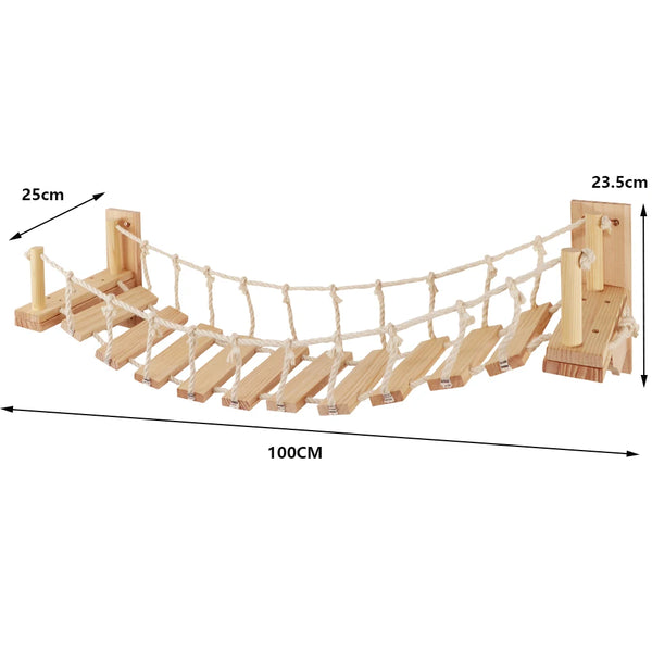 Pawsh Comfort™ Wall-Mounted Wooden Cat Tree – Shelves, Scratching Posts, Climbing Perches, Hammock, Steps & Ladder - Image 20