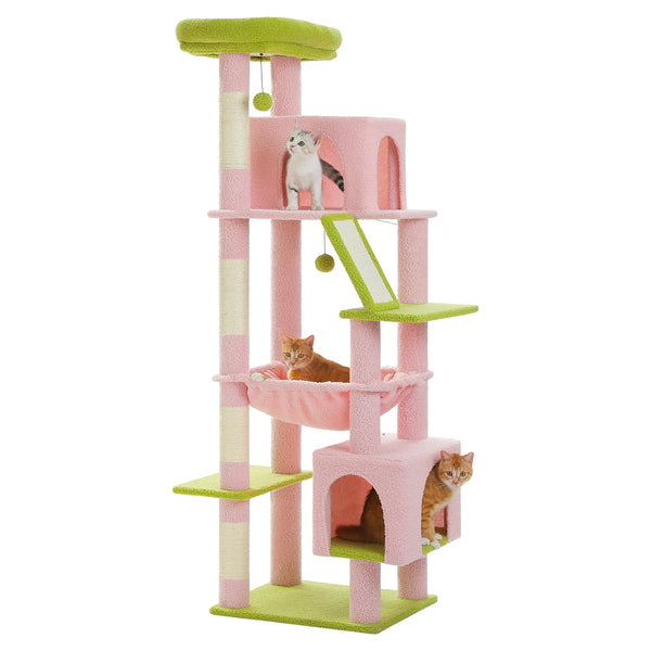 Pawsh Comfort™ 180cm Large Cat Tree Tower – Spacious Climbing Frame with Sisal Scratching Post, Hammock & Perch - Image 33