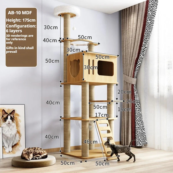 Pawsh Comfort™ Cat Climbing Frame Tower for Large Cats – Large Hammock, Sisal-Covered Scratching Posts, Cozy Condo & Top Perch - Image 29