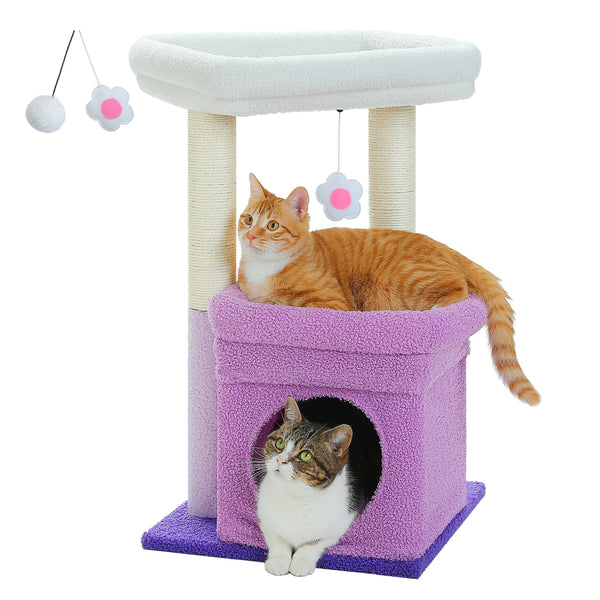 Pawsh Comfort™ Cat Tree Tower – Cozy Condo, Wide Top Perch, Natural Sisal Posts, Soft Plush & Playful Pom-Pom, Ideal for 1-2 Indoor Cats - Image 29