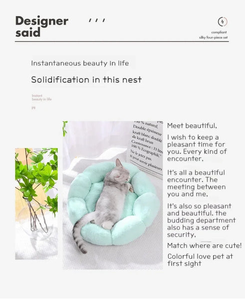40CM Flower Soft Cat Bed Comfortable Sleep Pet Bed Cat Sleeping Mat Long Plush Dogs Basket Cushion Cat Mat Animals Sleeping Sofa - Image 10