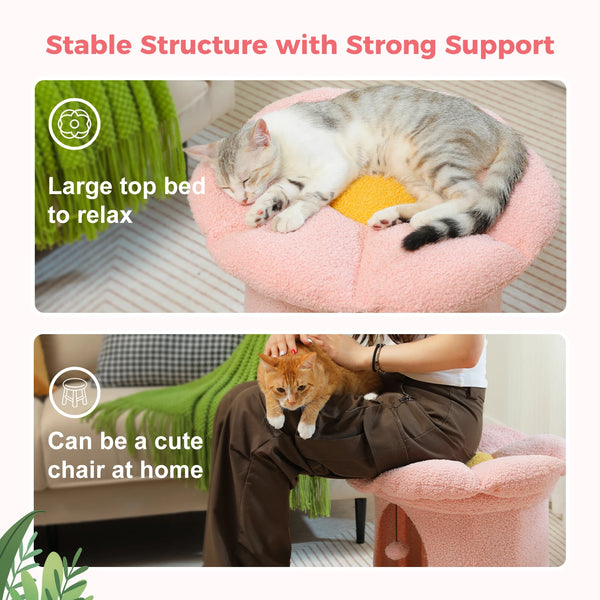 Cat Beds for Indoor Cats, Large Cat House with Removable Flower Cat Bed, Cute Cat Cave Cat Hideaway, Indoor Cat House Condo - Image 11