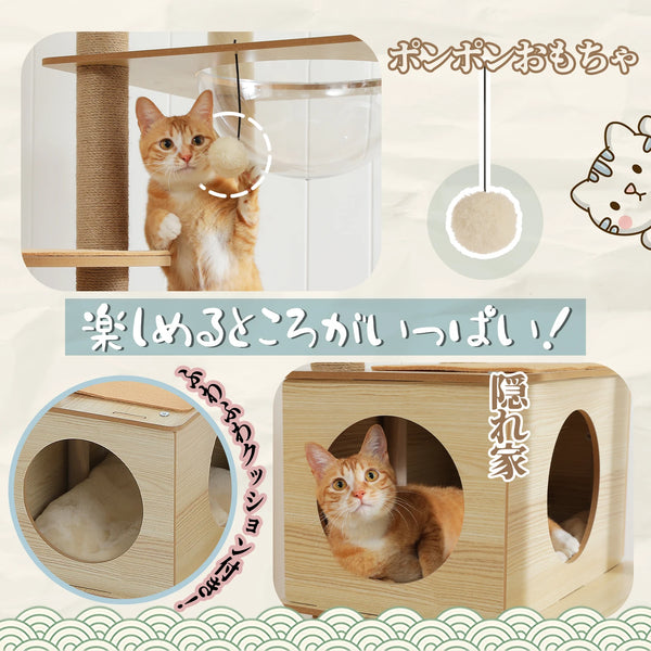 Pawsh Comfort™ Multi-Level Indoor Wood Cat Tree – Spacious Condo, Scratching Posts, Hammock, Top Perch & Cat Toys - Image 18