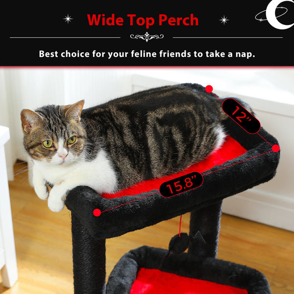 Pawsh Comfort™ Cat Tree Tower – Cozy Condo, Wide Top Perch, Natural Sisal Posts, Soft Plush & Playful Pom-Pom, Ideal for 1-2 Indoor Cats - Image 23