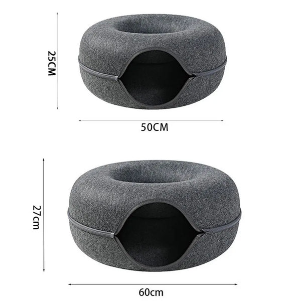 Donut Cat Bed Interactive Tunnel Pet Felt Indoor Toys Cats House Kitten Training Toy Cat Kennel Pets Supplies - Image 6