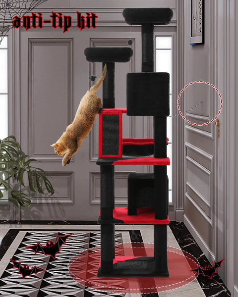 Pawsh Comfort™ Large Indoor Cat Tree – 180cm Tall Multi-Level Plush Tower with Sisal Scratching, Condos & Perches - Image 20