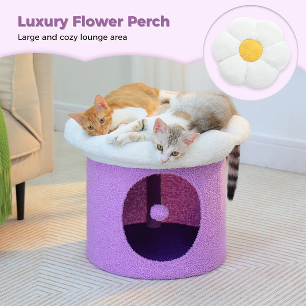 Cat Beds for Indoor Cats, Large Cat House with Removable Flower Cat Bed, Cute Cat Cave Cat Hideaway, Indoor Cat House Condo - Image 13