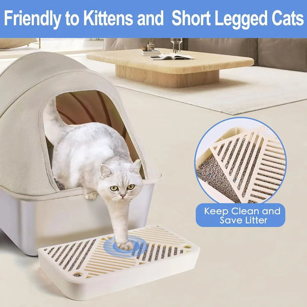 XL Large Enclosed Cat Litter Boxes, Metal High Sided Litter Box Features Leak-Proof Design, Includes Scoop for Easy Cleaning - Image 2