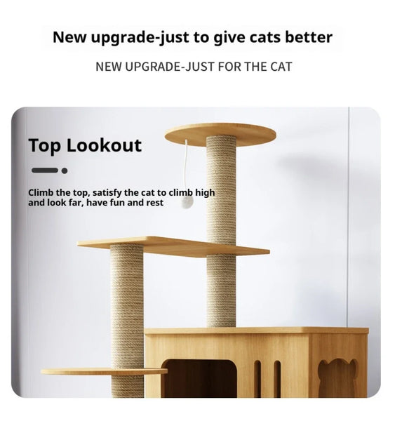 Pawsh Comfort™ Cat Climbing Frame Tower for Large Cats – Large Hammock, Sisal-Covered Scratching Posts, Cozy Condo & Top Perch - Image 14