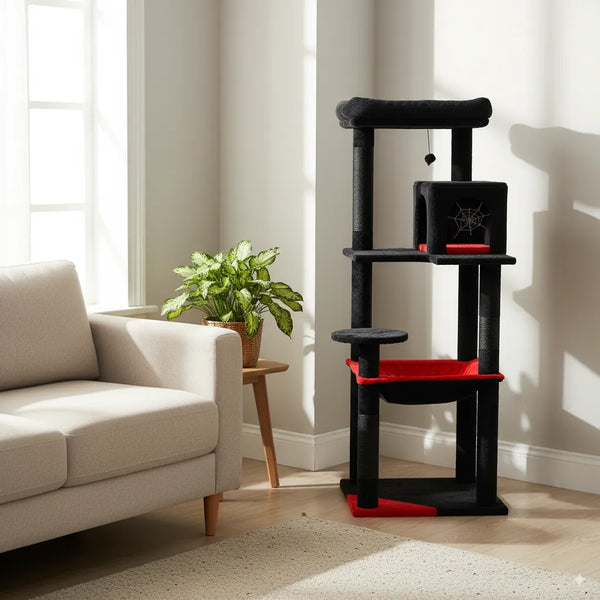 Pawsh Comfort™ Gothic Indoor Cat Tree – Large Cat Tower with Hammock, Condo, Sisal Scratching Posts & Top Perch - Image 2