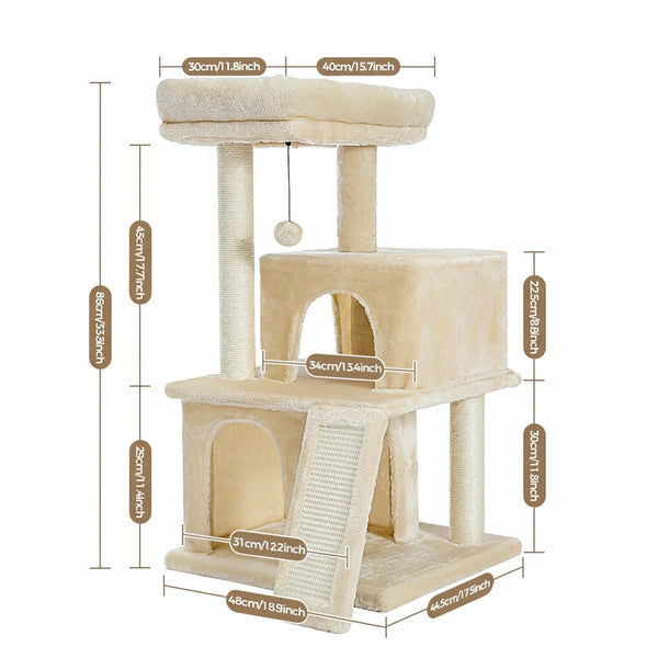 Pawsh Comfort Large Cat Tree – Multi‑Level Indoor Tower with 2 Condos, Sisal Posts & Ramp - Image 9