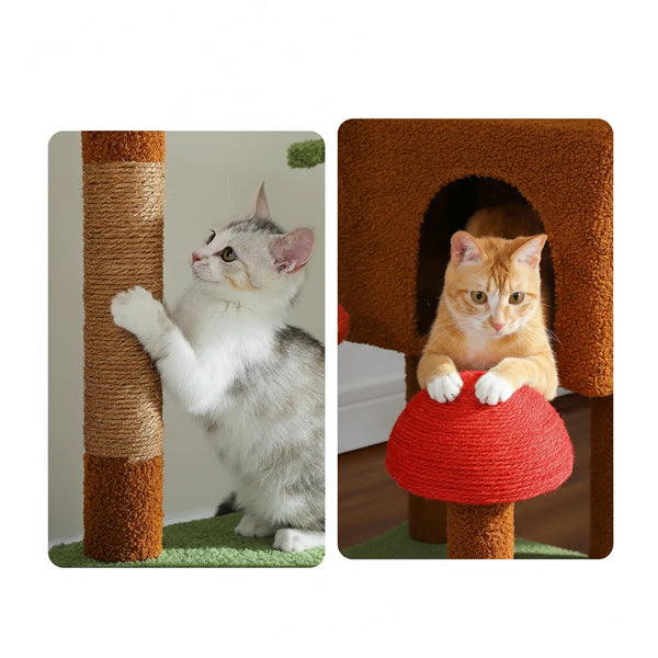 Pawsh Comfort™ Adjustable Floor-to-Ceiling Cat Tree (230–252cm) – Tall Cat Tower with Condo, Hammock, Hanging Ball & 5 Scratching Posts - Image 12