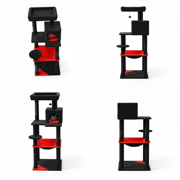 Pawsh Comfort™ Gothic Indoor Cat Tree – Large Cat Tower with Hammock, Condo, Sisal Scratching Posts & Top Perch - Image 7