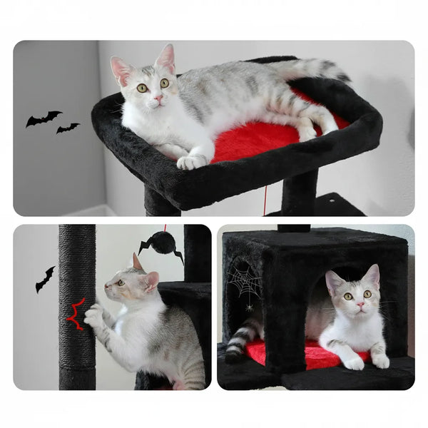Pawsh Comfort™ Gothic Indoor Cat Tree – Large Cat Tower with Hammock, Condo, Sisal Scratching Posts & Top Perch - Image 6