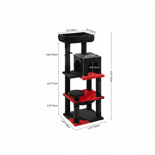 Pawsh Comfort™ Gothic Indoor Cat Tree – Large Cat Tower with Hammock, Condo, Sisal Scratching Posts & Top Perch - Image 5
