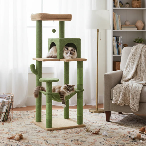 Pawsh Comfort™ 5-Level Cat Tree Tower – Sturdy Metal Frame with Condo, Hammock, Scratching Posts & Large Top Perch for Indoor Cats - Image 8