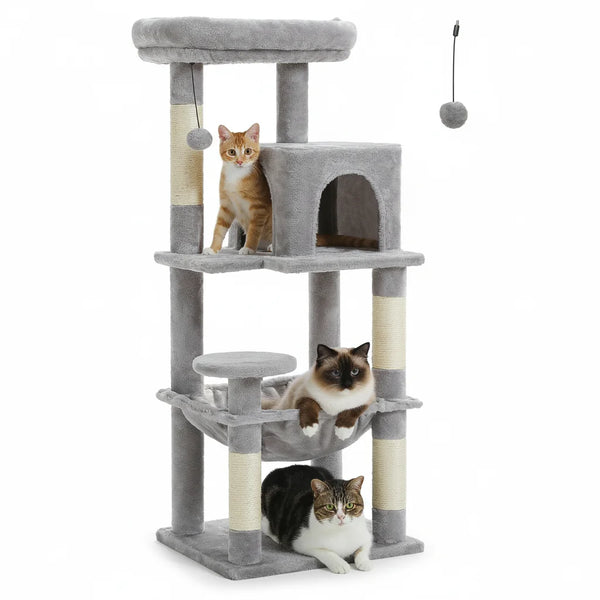 Pawsh Comfort™ 5-Level Cat Tree Tower – Sturdy Metal Frame with Condo, Hammock, Scratching Posts & Large Top Perch for Indoor Cats - Image 2